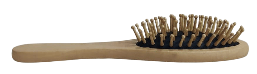Small Oval Wooden Hair Brush with Natural Boar Bristles for Gentle Scalp Care and Hair Styling