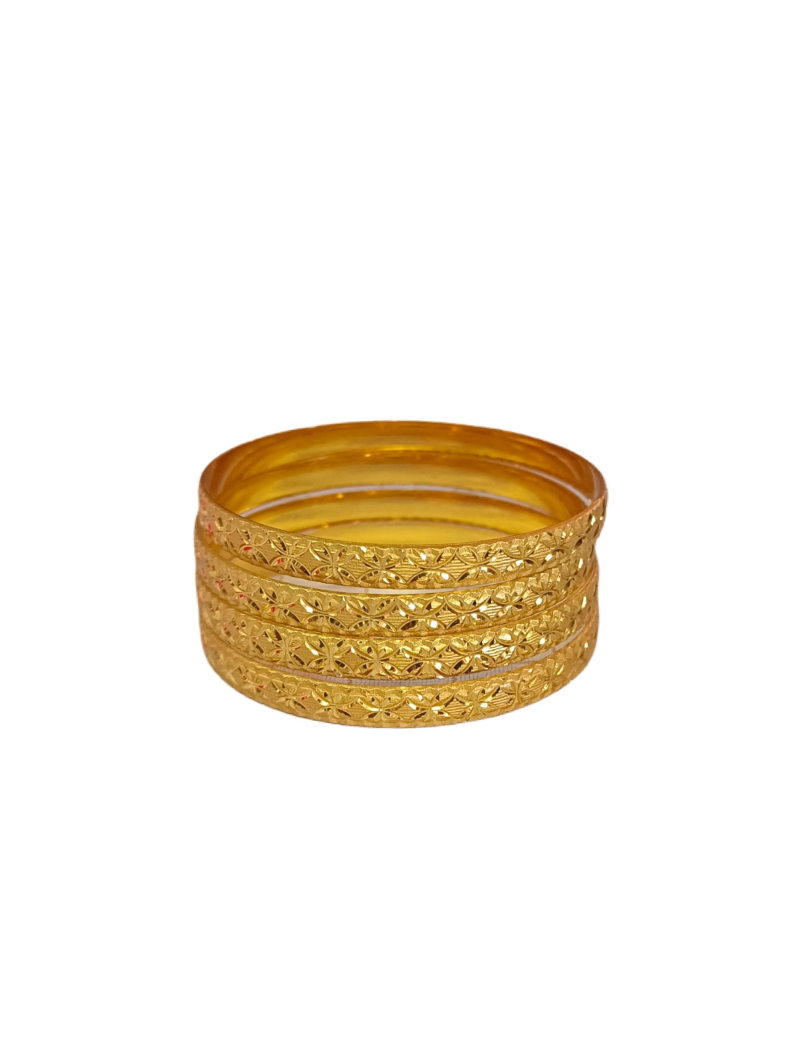 Gold Plated Bangles Set of 4 with Floral Design Size 2-6