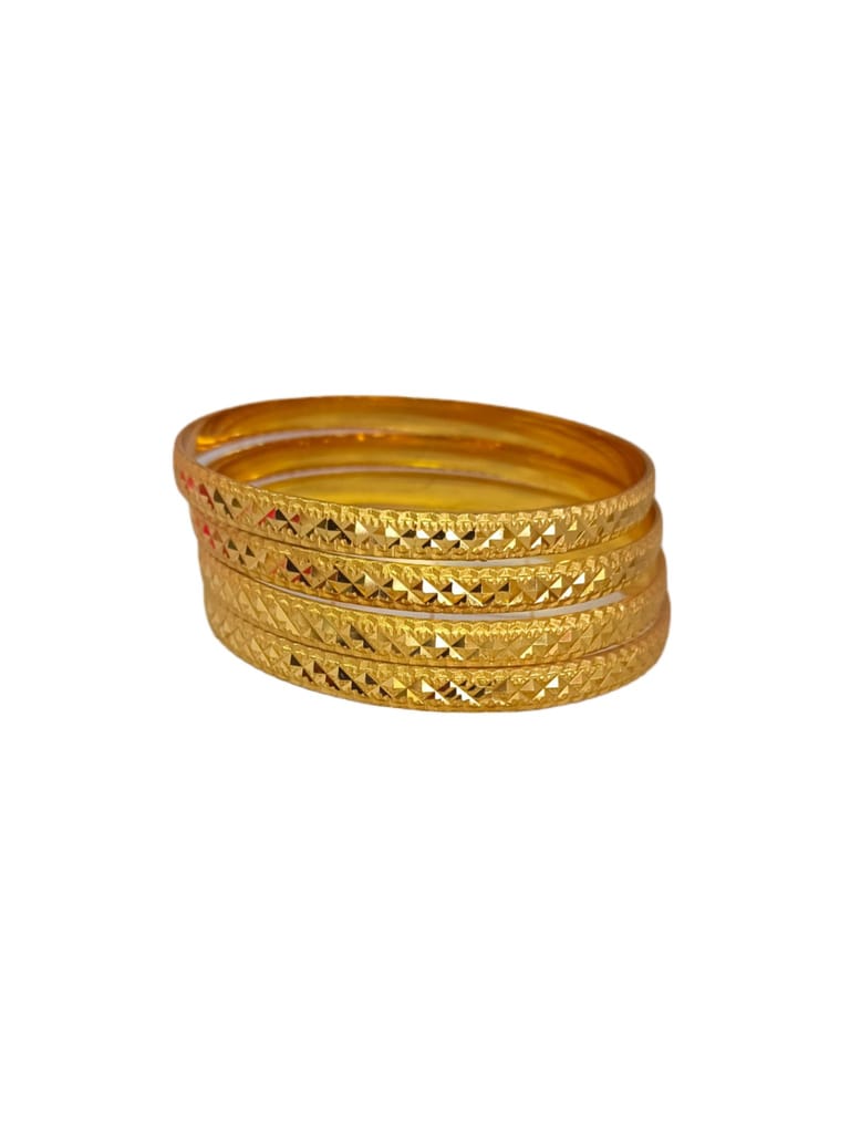 Gold Plated Bangles Set of 4 with Diamond Cut Design Size 2-8 - Bangles & Bracelets | Buy online on ZillyBuy