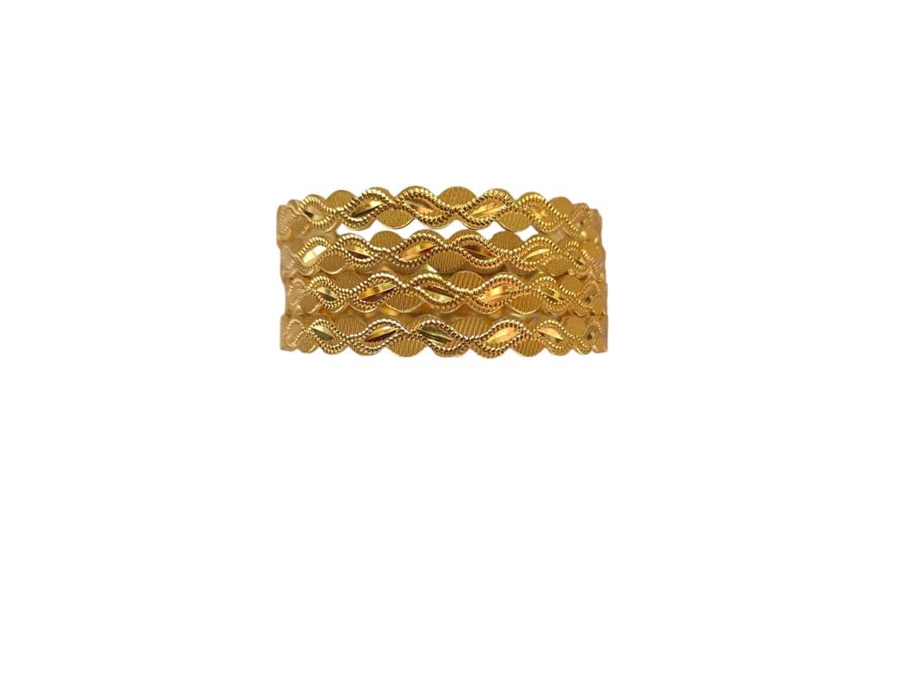 Gold Plated Twisted Bangles 4 Pcs Size 2-6