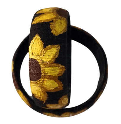 Hand painted sunflower wooden bangles
