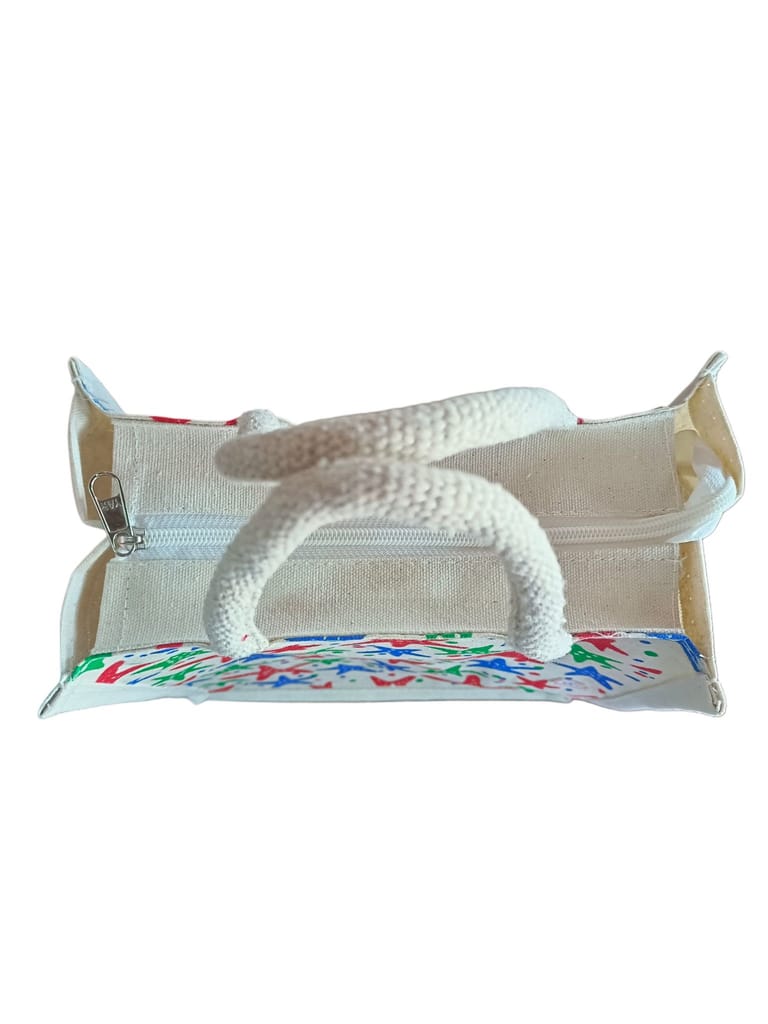 Hand-painted starfish design jute tote bag