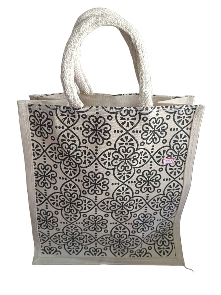 Jute Carry Bag with Floral Print - Handbags | Buy online on ZillyBuy