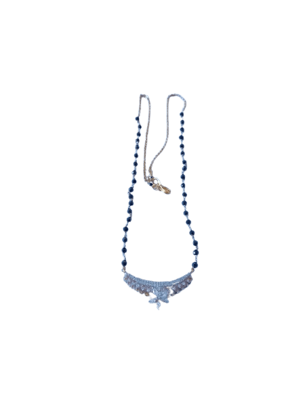 Black Beads Traditional Indian Mungalasuthra Set with Earrings for Women