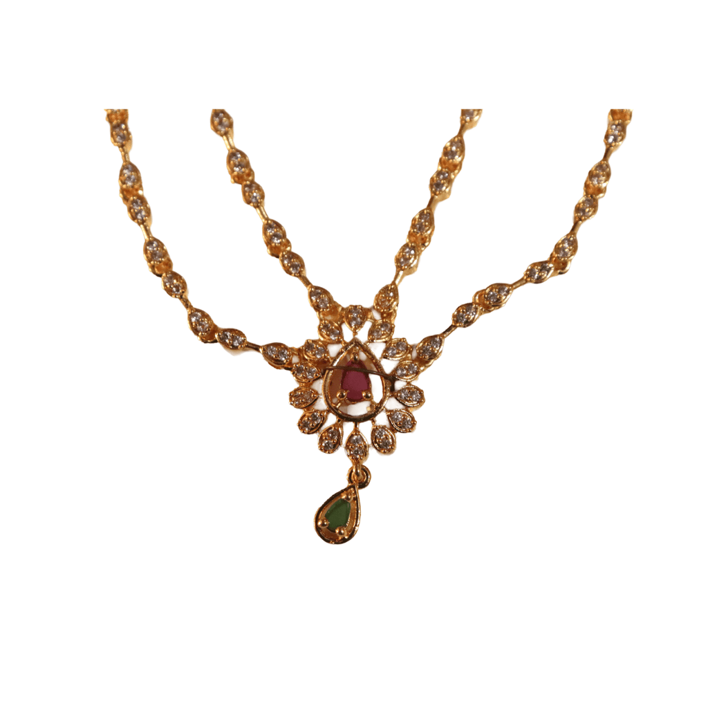 "Supreme Gold NX Traditional Indian Bridal Wedding Necklace Set with Earrings and Maang Tikka"