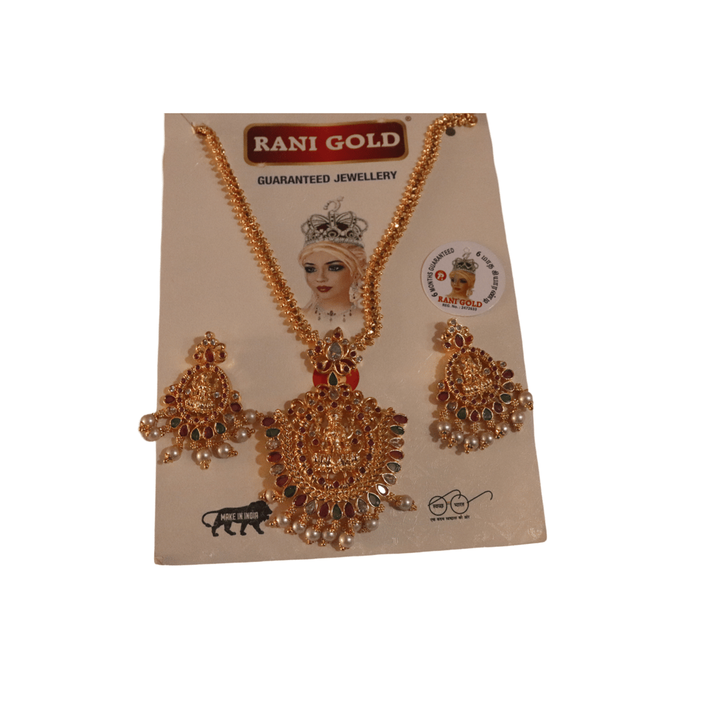 Make in India Traditional Gold Plated Temple Jewellery Necklace Set with Earrings for Women
