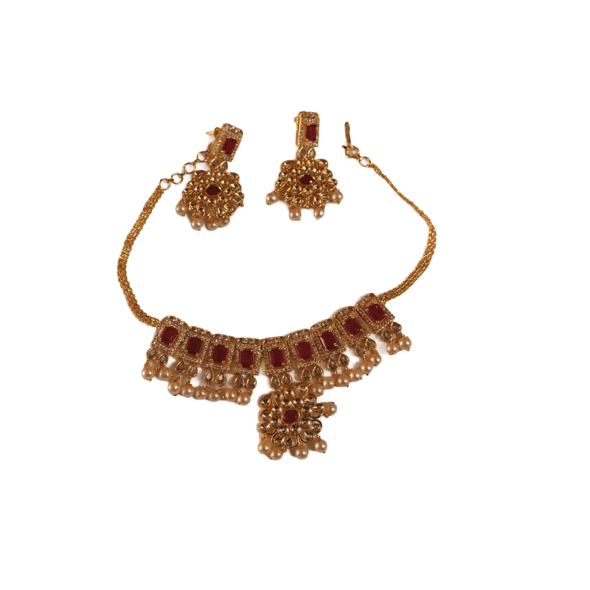 Traditional Gold Plated Kundan Meenakari Choker Necklace Set With Earrings For Women