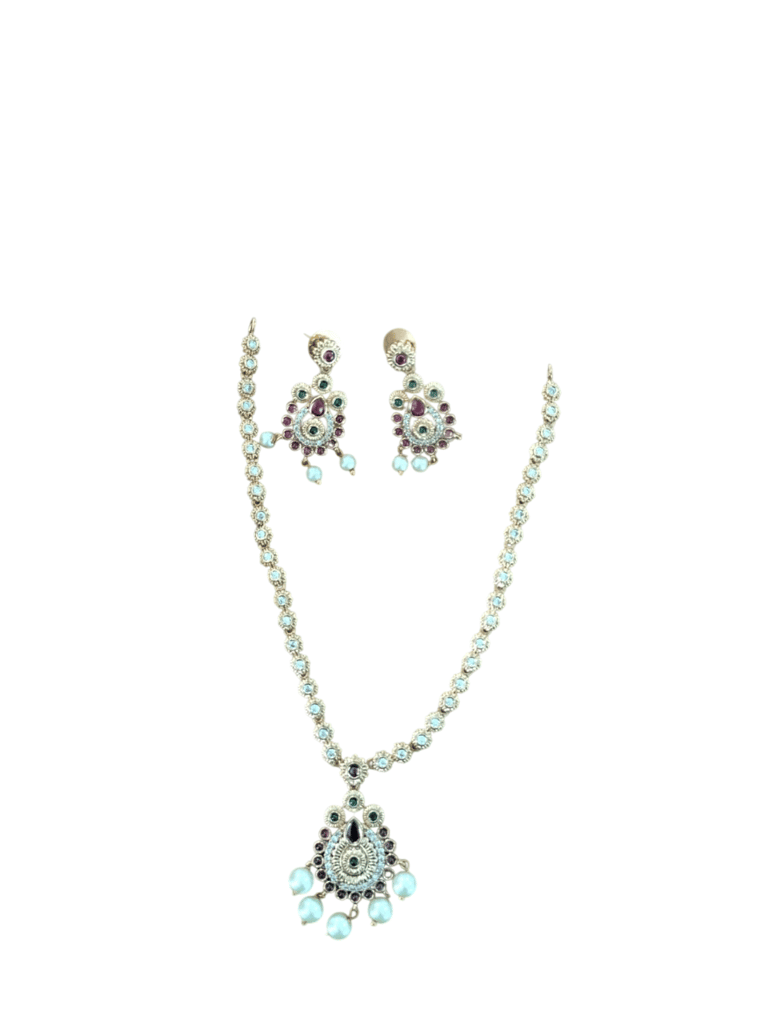 Pearl and Stone Necklace Set with Earrings in Gold - Jewellery Sets | Buy online on ZillyBuy