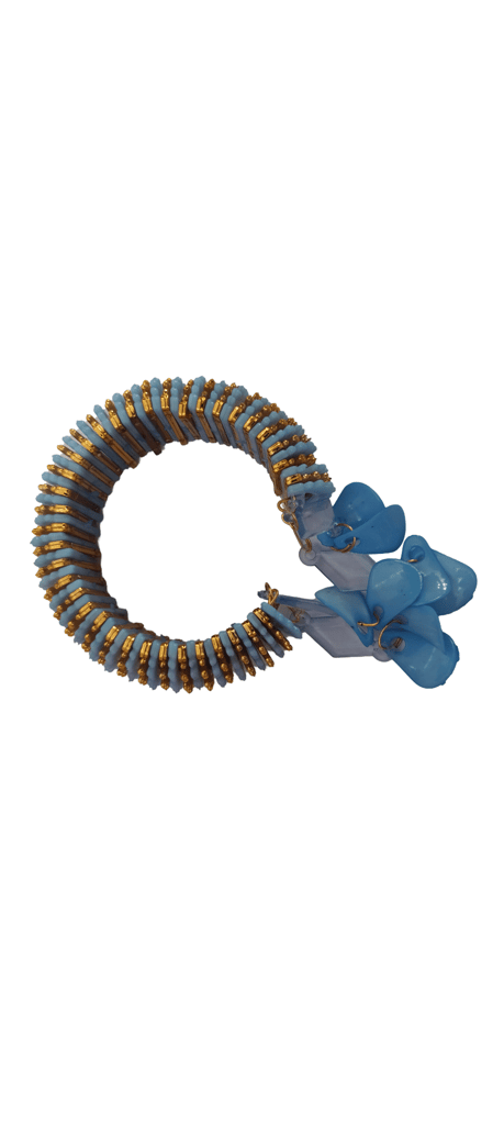 Gold and Blue Beaded Bracelet with Bells