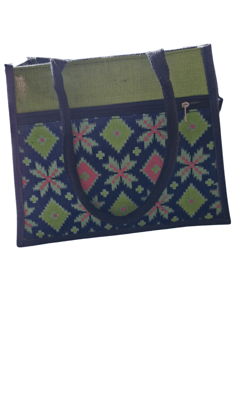 Handwoven Jute Tote Bag with Geometric Design