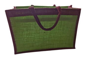 Jute Bag with Brown Handles