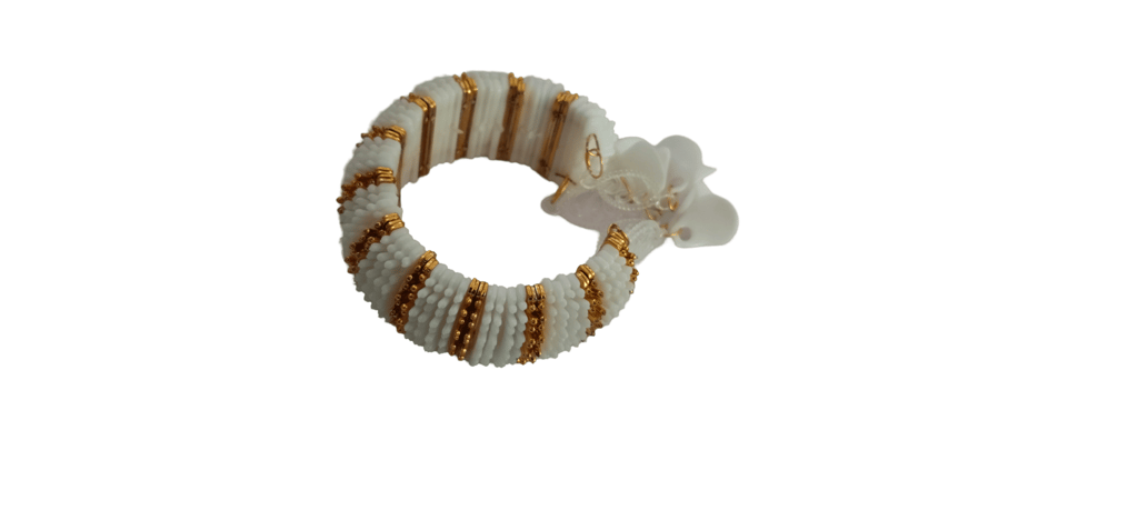 Pearl and Gold Beaded Bracelet with intricate design