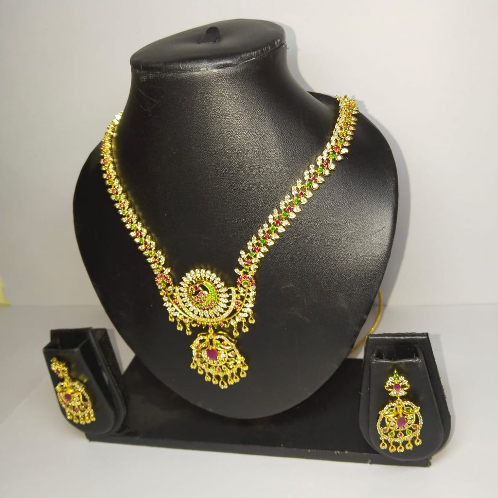 Peacock Haram Necklace Set With Earrings For Women