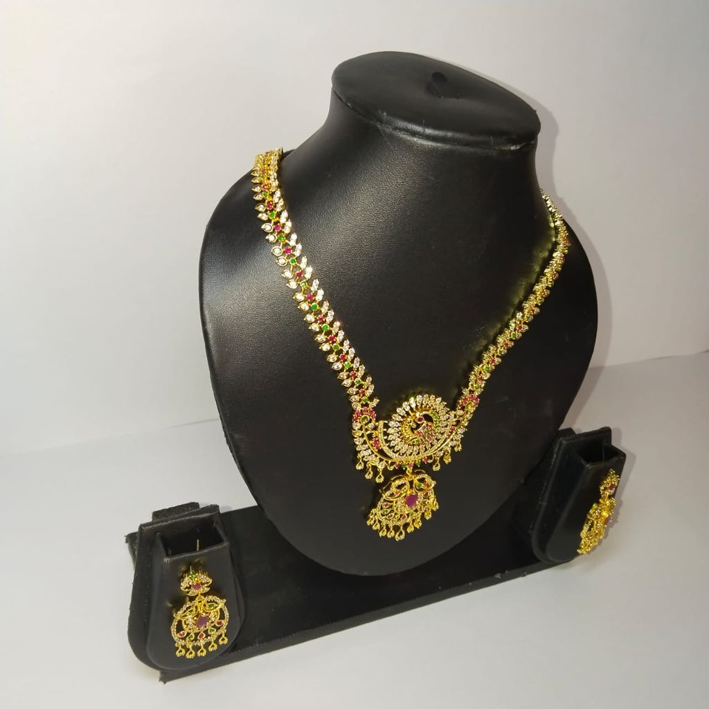Peacock Haram Necklace Set With Earrings For Women