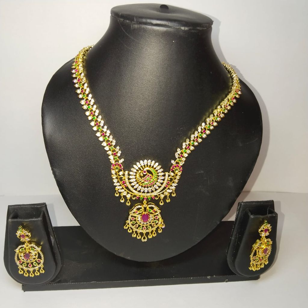 Peacock Haram Necklace Set With Earrings For Women