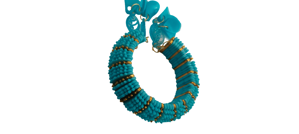 "Blue Beaded Bracelet with Flower Charm"