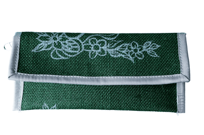 Green Jute Wallet with Floral Print