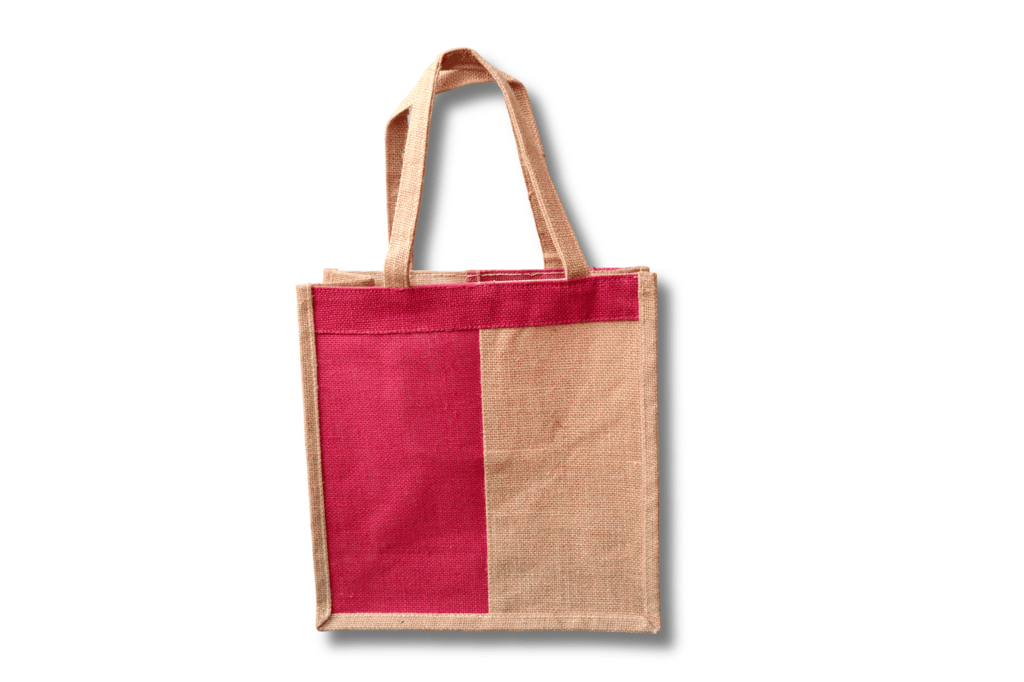 Jute Tote Bag with Red Trim This eco-friendly jute tote bag - Handbags | Buy online on ZillyBuy