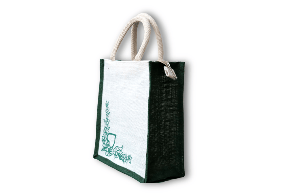 Stylish and Eco-Friendly Jute Tote Bag with Green Floral Embroidery bag