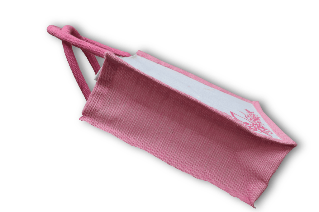 Pink Jute Tote Bag with Embroidered Floral Design