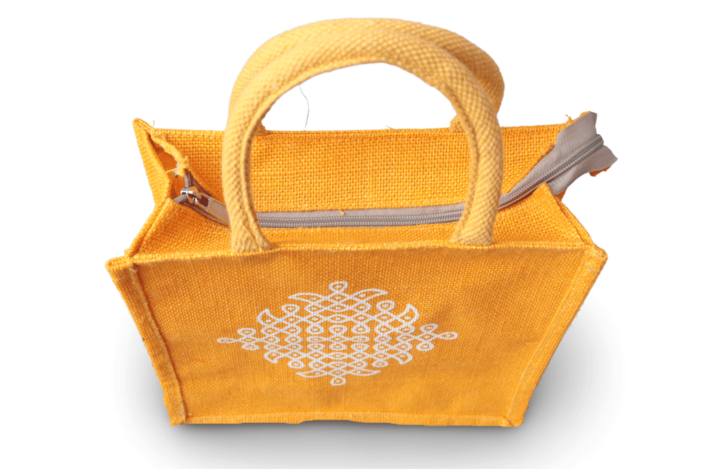 Jute Bag with Traditional Indian Rangoli Desig