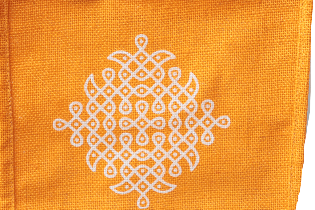 Jute Bag with Traditional Indian Rangoli Desig