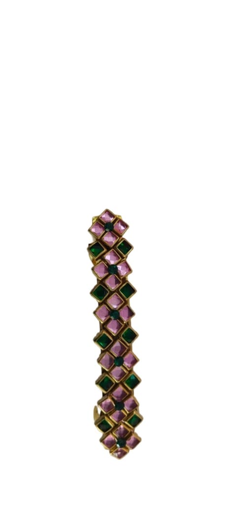 Gold Plated Pink and Green Meenakari Hair Clip for Women at Best Price in India