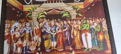 Lord Vishnu and Goddess Lakshmi in their celestial wedding ceremony