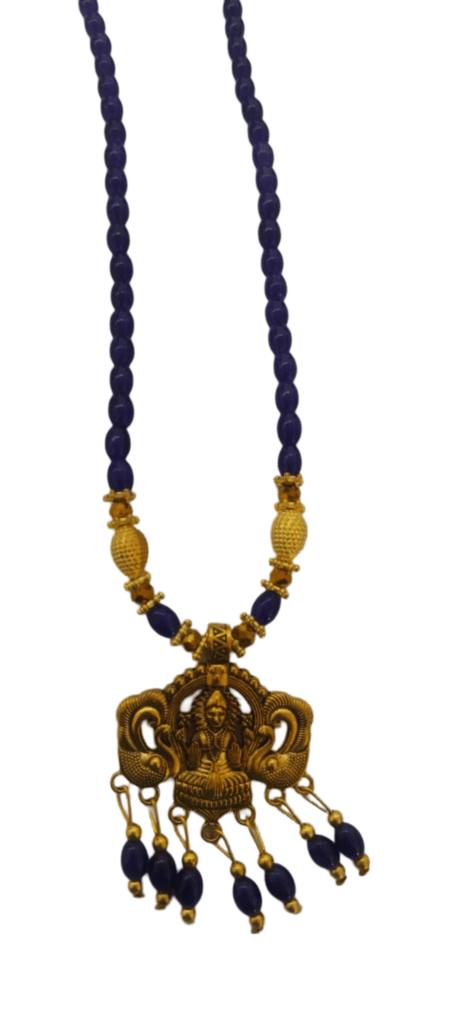 oxidized finish temple pendant with purple amethyst beads necklace set