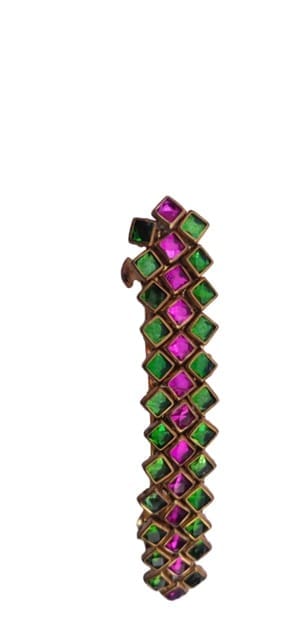 Indian Traditional Gold Plated Green & Pink Stone Studded Maang Tikka for Women