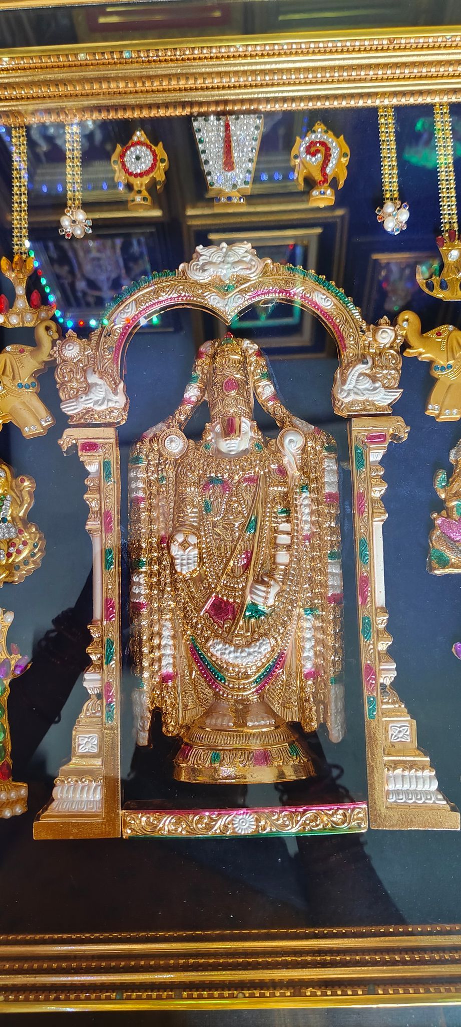 Gold-Plated Tirupati Balaji Temple Photo Frame with Stones