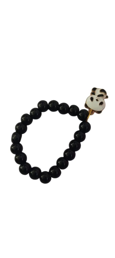 Black beaded bracelet with a cute panda charm