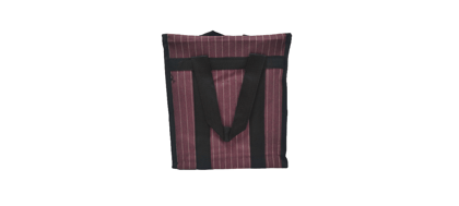 Striped Canvas Lunch Bag with Black Trim and Double Handles Striped Canvas Lunch Bag with Black Trim and Double Handles