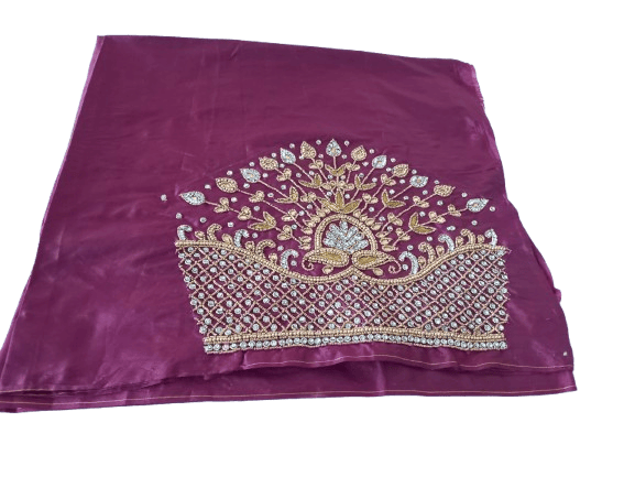 Red Colour Embroidered Blouse Design With Zari and Stone Work