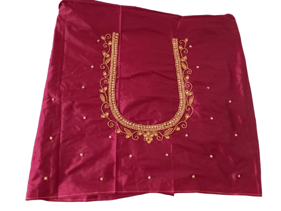 Red Colour Embroidered Blouse Design With Zari and Stone Work