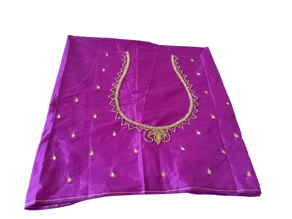 Purple Color Embroidery Work Blouse For Women