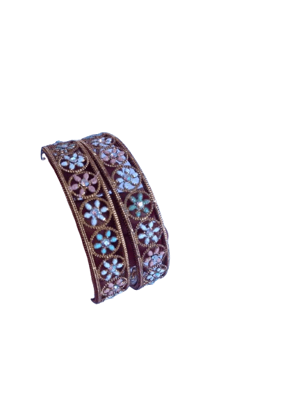 Traditional Indian Bangle Set - Pink & White - Set of 2 - Bangles & Bracelets | Buy online on ZillyBuy