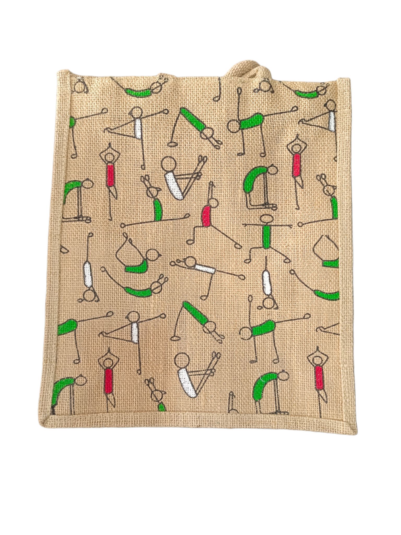 Yoga Poses Printed Jute Tote Bag