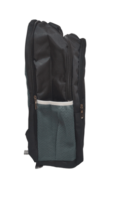 Black and teal blue durable backpack with adjustable shoulder straps and a large main compartment