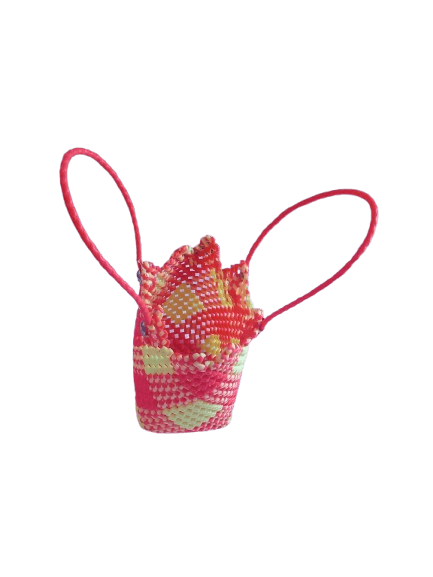 Red and Yellow Handwoven Plastic Wire Bag