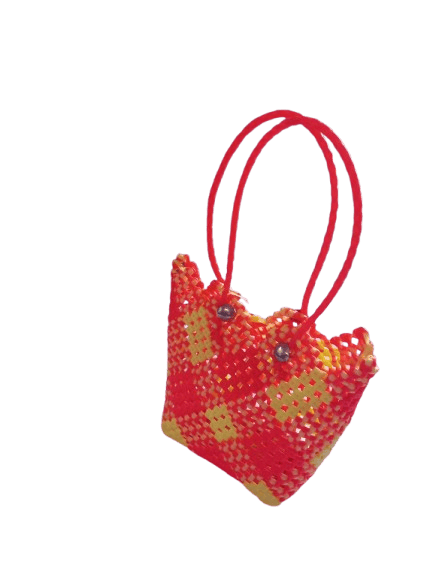 Red and Yellow Handwoven Plastic Wire Bag