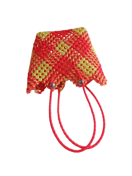 Red and Yellow Handwoven Plastic Wire Bag