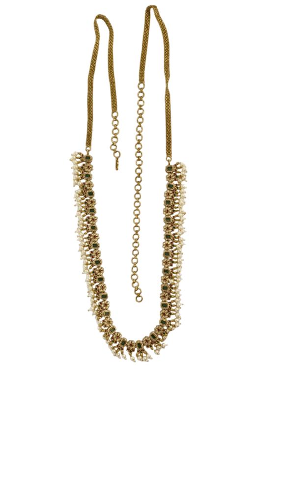Pearl and Green Stone Traditional Indian Waist Belt for Women - Jewellery Sets | Buy online on ZillyBuy