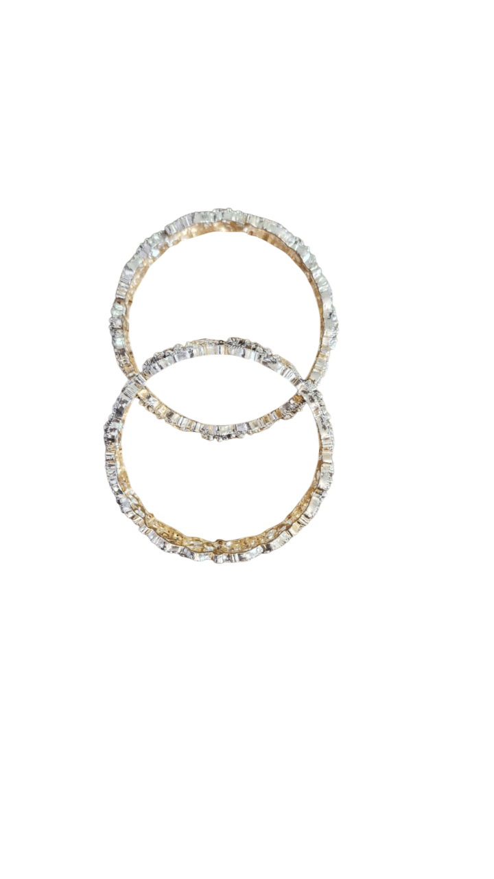 Gold  Bangle Set with Cubic Zirconia Stones