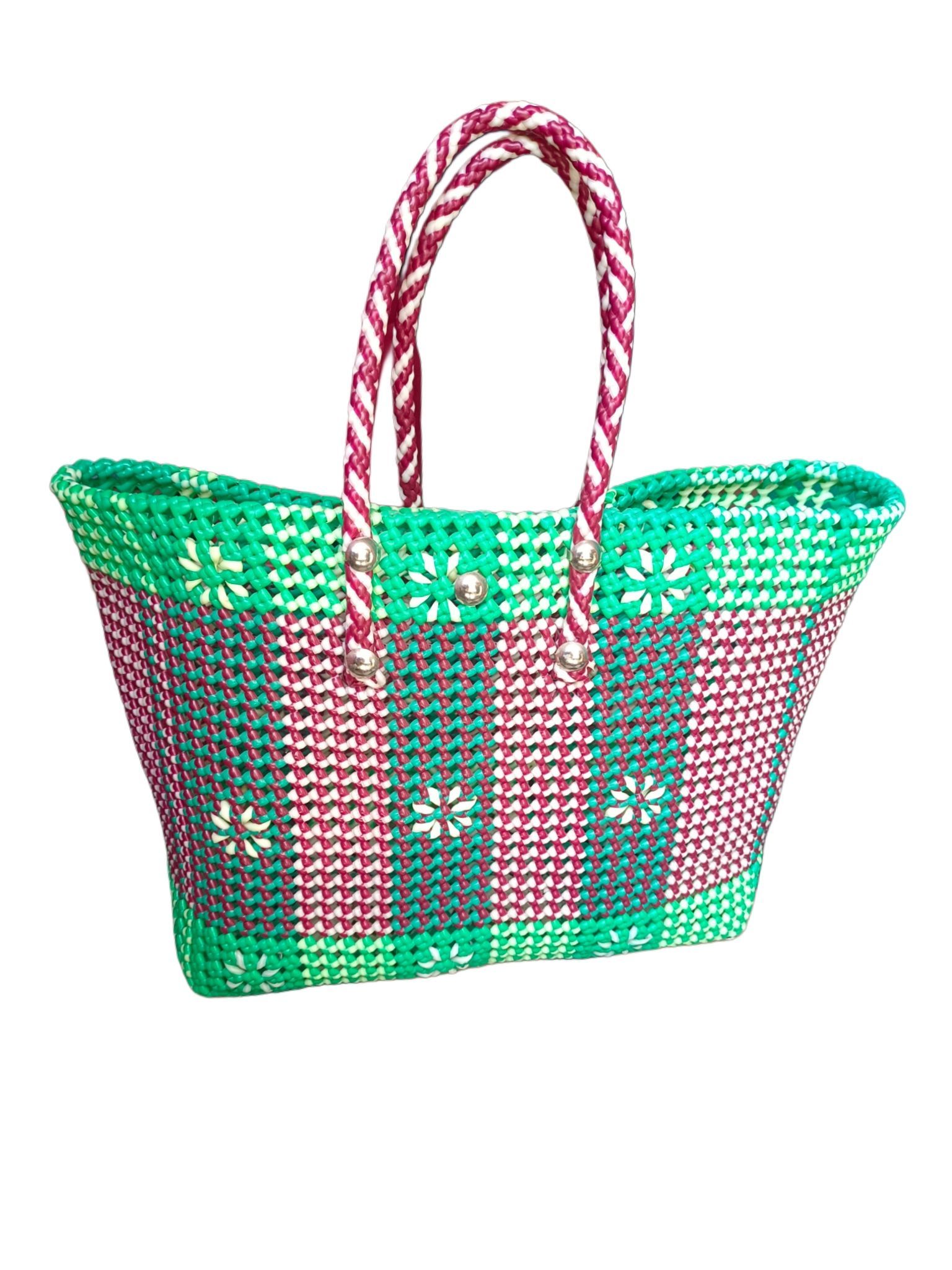 Small Handwoven Market Tote Bag with Double Handles