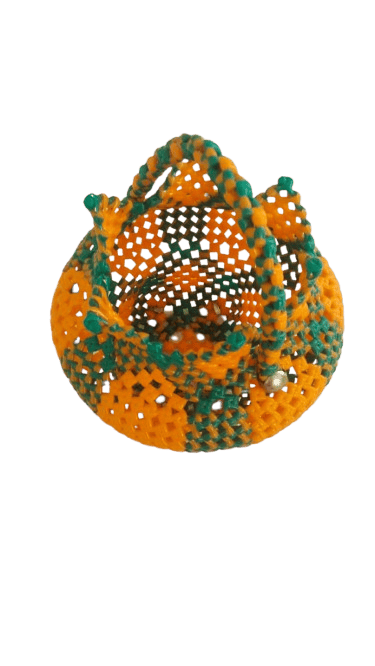 3D Handmade Miniature Crochet Basket - Orange and Green - Handbags | Buy online on ZillyBuy