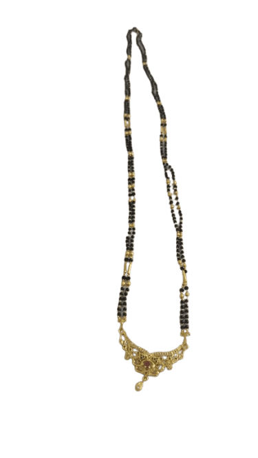 One Gram Gold Plated Mangalsutra Design Black Beads for Women