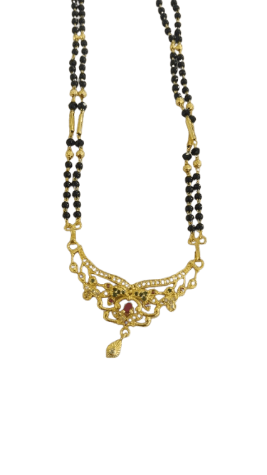 One Gram Gold Plated Mangalsutra Design Black Beads for Women