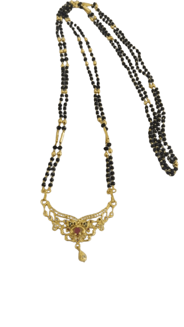 One Gram Gold Plated Mangalsutra Design Black Beads for Women