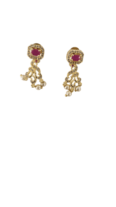 Buy Indian Traditional Gold Plated Ruby Stone Pearl Drop Earrings Online